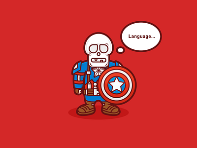 Captain America america american avenger avengers captain character hero illustration marvel red shield skeleton skull star superhero