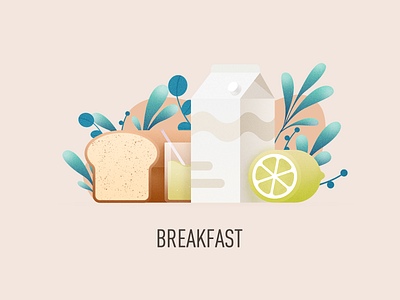 breakfast 2d branding bread design drink eat food grass icon illustration lemon milk ui web