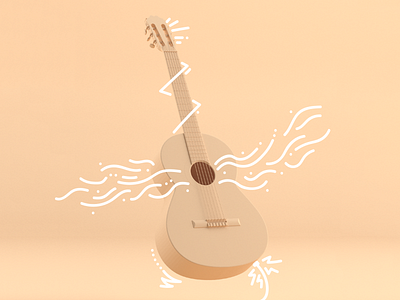 Guitar Doodle acoustic cinema 4d design doodle guitar hobby illustration lineart music musician