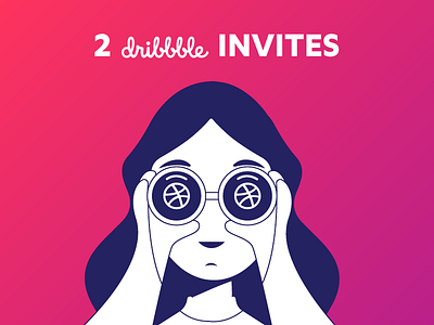 2x Dribbble Invites binocular dribble invites giveaway illustration