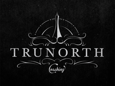 Trunorth Logo black brand compass curve curvy dial floral greyscale grunge identity line logo nautical north point script serif subtle swirl texture true twirl white