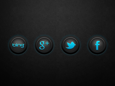 Icon Set bing blue dark facebook glow google icon social texture twitter ui