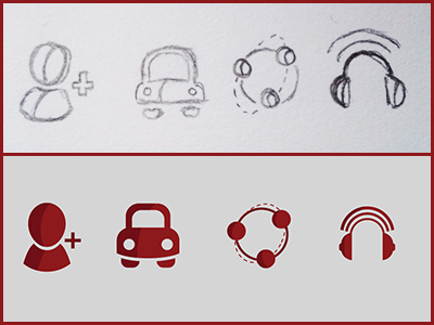 Icon Set for Church car connect glyph icon listen new red sketch user visit