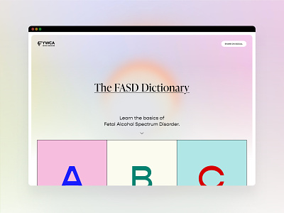 The FASD Dictionary alphabet branding campaign colour design dictionary fasd landing logo nonprofit ui web website ywca