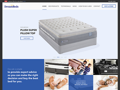 Dream Beds Home Page clean flat home landing page product simple ui website