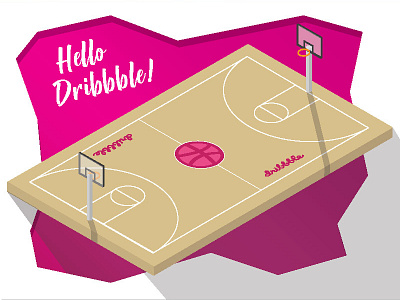 Hello Dribbble! basketball debut dribbble debut first shot flat flat design