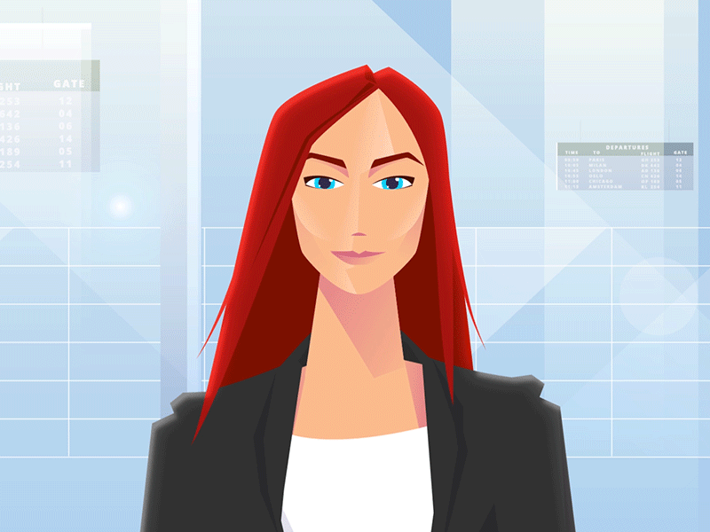 Businesswoman airport beauty blue eyes businesswoman characterdesign illustration redhead walk
