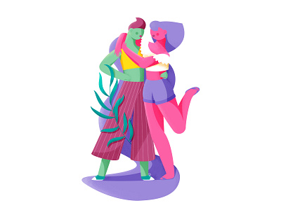 Girls in love characterdesign design illustration lesbian lgbt parade pride pride parade rainbow scatter vector
