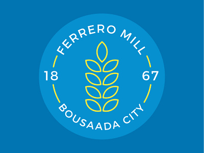 FERRERO MILL - BOU SAADA CITY art blue city design illustration logo mill yellow