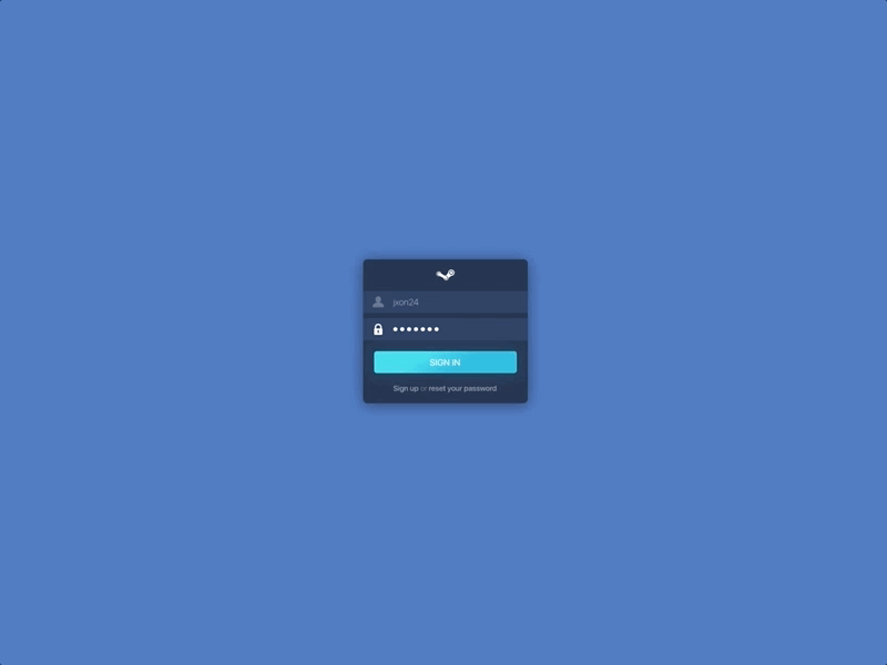 Steam - Blue Minimal Theme - Principle Prototype principle prototype steam ui ux