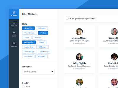 Design Mentors - Minimal Cards card design filter grid mentor search sidebar