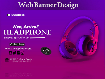 Design of a Web Banner for a Headphone Brand Product 3d adobe photoshop animation branding design dribble graphic design headphone illustration logo motion graphics product design psd ui vector