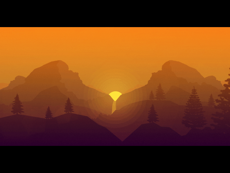 Landscape animation animation gradient landscape mountains sunset tree wood
