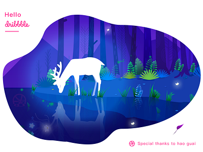 Hello Dribbble debut deer dribbble first hello illustration shot