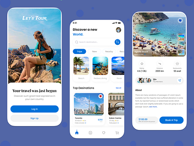 Travel Mobile App adventure android app design flutter mobile mobile app mobile design tourism travel app traveler traveling trip ui ui travel uiux ux vacation x