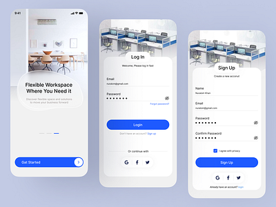 WorkSpace – Work Space Booking Apps apps design booking booking apps clean ui cool design coworking design ios ios app location maps mobile apps mobile apps design ui ui design uiuxdesign ux design work space work space booking working