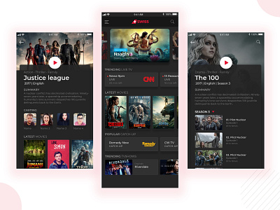 Steaming Mobile App android app banners cards design channels design details page entertainment homepage hulu ios app minimal movie netflix steaming tv show uidesign uxdesign zee