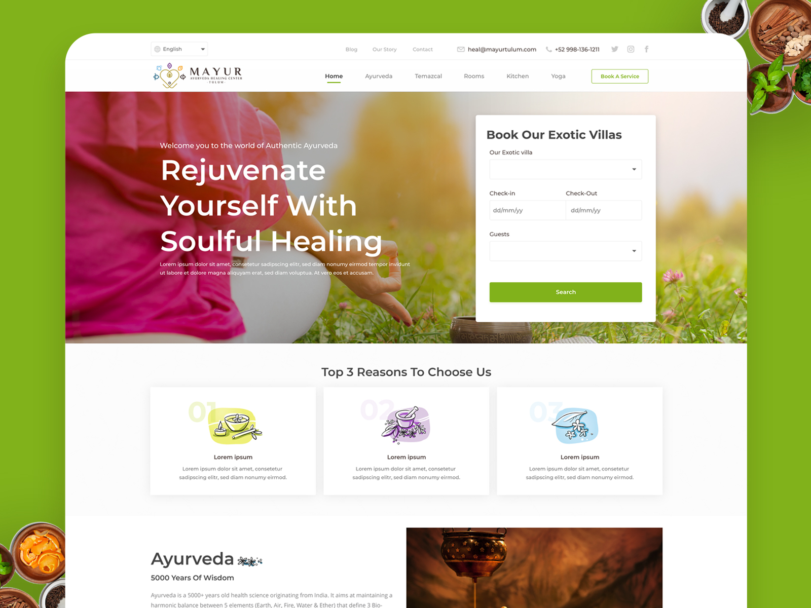 Ayurveda website design by Karthik Reddy on Dribbble
