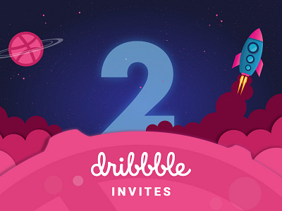 2 Dribbble Invites draft dribbble giveaway invitation invite planet player space