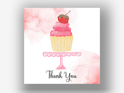 watercolor Thank You cake Clipart