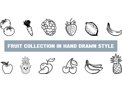 Fruit collection in hand drawn style design