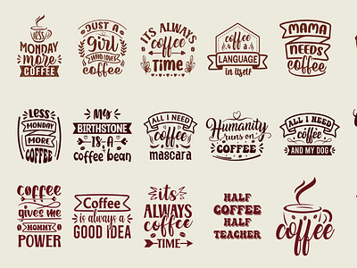 Coffee hand drawn Typography lettering SVG T-shirt Bundle