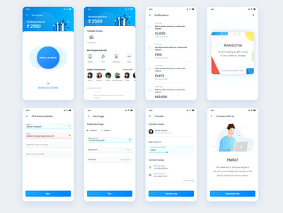 Earn Money App awsome bank account blue card colour design earn enroll flat hello hello dribble illustration mobile app money app notification pay recharge refer transaction vectorart