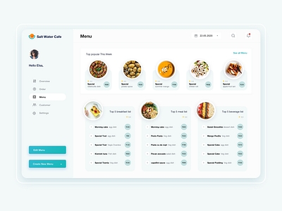 Restaurant Management Dashboard dashboad dashboard ui delivery flat foodie menu restaurant top 5 ui ux