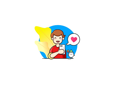 Love it!!! avatar blue and red boy character chating design flat happy hello dribble icon illustration love onboarding outline playing sarcastic sketch stiker texting vector