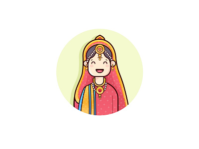 Avatar_Bride avatar branding character colours cute design girl happy hello dribbble icon illustration in loving memory india logo onboarding outline sarcastic stiker vector wedding