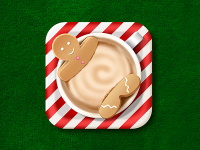 Gingerbread Man Coffee Icon cappuccino coffee cup gingerbread man icon merry christmas realism icon