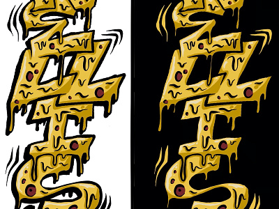 Cheezy Dripz cheesy drippy drips hand drawn illustration ipad pro lettering pizza procreate