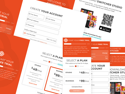 Sign Up Flow account app flow montserrat orange pricing process signup steps toggle trial ui ux