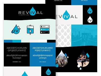 💧 Revival Brand Guide board brand board brand guide branding color palette colors drops fonts graphic design iconography icons logo logo mark pattern style guide water water drop
