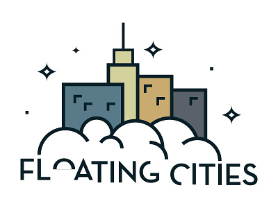 Floating Cities branding buildings cloud clouds line logo starts