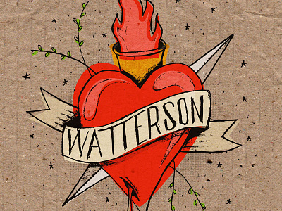 Watterson album cardboard compass flash heart sacred sacred heart tattoo texture