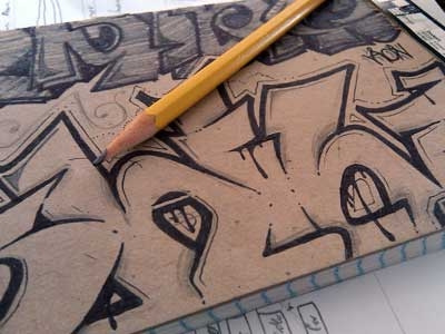 Work Notebook graffiti pen pencil sketch