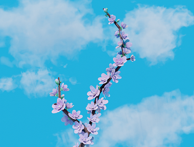 Stylized Flowers 3d 3dcg b3d cloud design flowers illustration sky