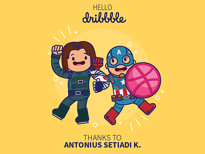 Hello Dribbble! captain america debut dribbble hero illustration super superhero superheroes vector winter soldier