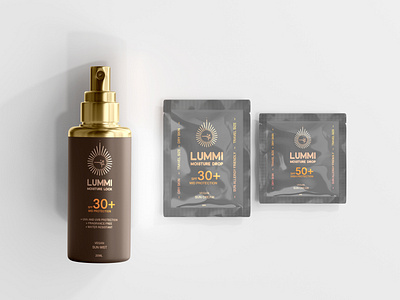 LUMMI ~ ☀️- Sun Mist Spray ~ Sunscreen brand design brand identity branding cosmetic packaging graphic design logo logo design pacakging design packaging summer summer design sun design sunscreen