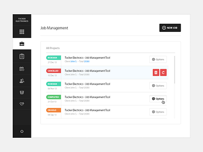 Tuckers dashbard project management tool user interface