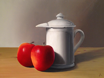 Jar with apples canvas oilpainting painting still life