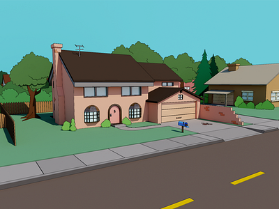 Evergreen Terrace 742 3d cartoon evergreen terrace homer house illustration render simpons sketchup