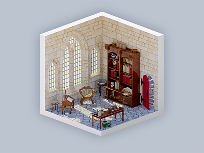 The alchemists' laboratory 3d alchemy castle fantasy isometric light medieval render room sketchup space study