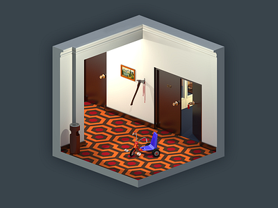 The Shining 3d fanart hotel illustration isometric movies render room237 shining sketchup theshining