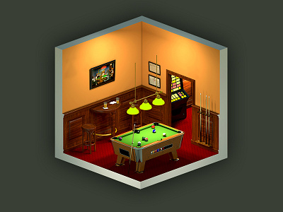The poolcafe 3d bar game pool isometric pocket pool poolcafe sketchup