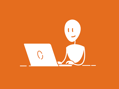 Mailing character illustration laptop orange sketch vector webdesign