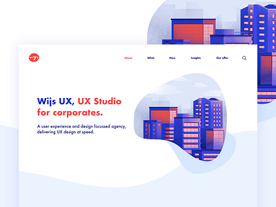 Wijs UX Studio agency blue bubble clean design illustration minimal pink red texture ui ux website