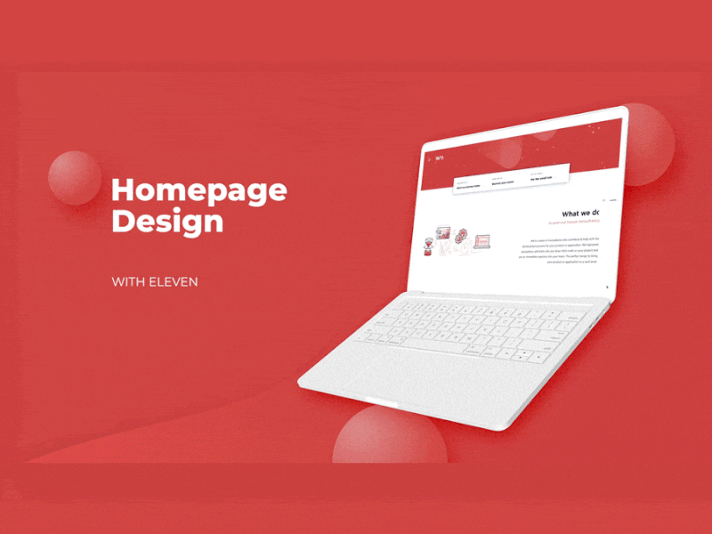 With Eleven webdesign agency animation basic shapes branding consultancy homepage illustration minimal red ui ux webdesign website