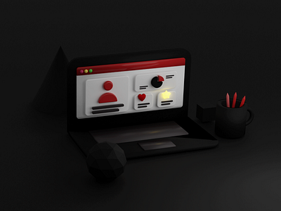 3D UI Designer Desk 3d art design illustrations persona ui ux ux design